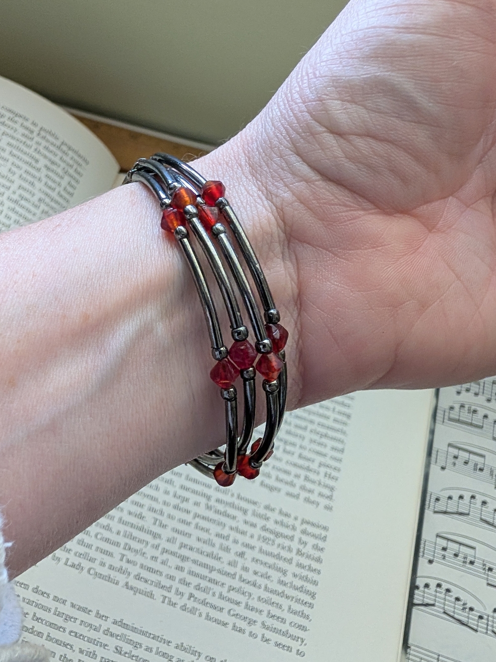 Red Bead Multi-Row Women's Bracelet